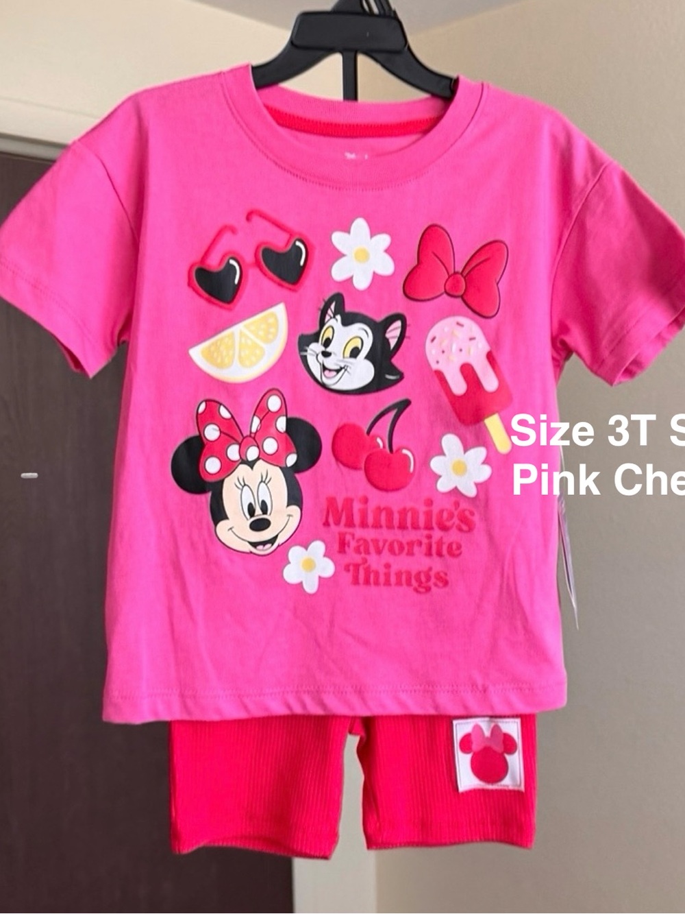 Minnie Mouse Toddler Girls Graphic Tee and Bike Shorts Set, 2-Piece,3T